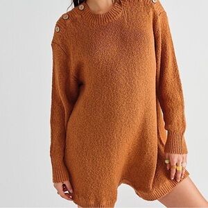 Free People Beach Knit Sweater Romper Rust Brown Size S